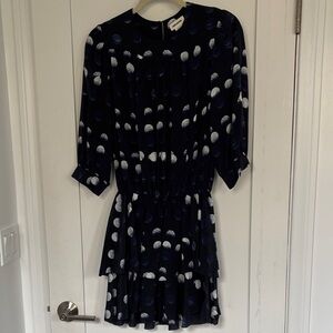 Zadig and Voltaire silk Navy Dress with White Polka Dots sz small